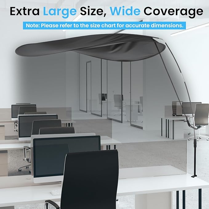 Adjustable Office Cubicle & Desk Shade – 55" Extra-Large Oval Design for Wider Coverage, Blocks Light and Distractions, Creates a Private and Comfortable Workspace