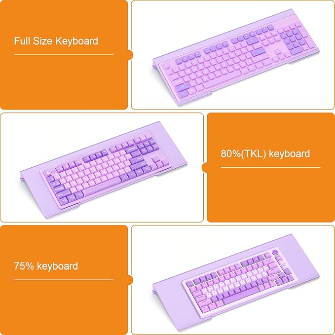 BEEGO Ergonomic Computer Keyboard Stand - Purple Acrylic Keyboard Riser Tilted Keyboard Holder Keyboard Tray with Purple Non-Slip Strip for Easy Typing at Home School Office Desk Accessories