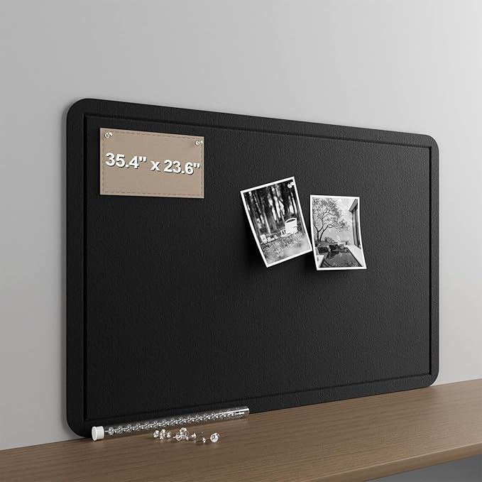 Large Felt Bulletin Board for Wall, 36"x24" Frameless Picture Board, Soft Felt Cork Board for Office, Home Planning & Office Wall Decor, Easy Install Pin Board