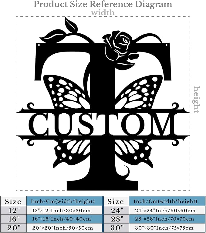 Personalized Custom Letter Name metal Signs,Custom Black Letter Monogram Wall Art Decor,Metal Signs Plaques Outdoor wall Decorative Signage (T)