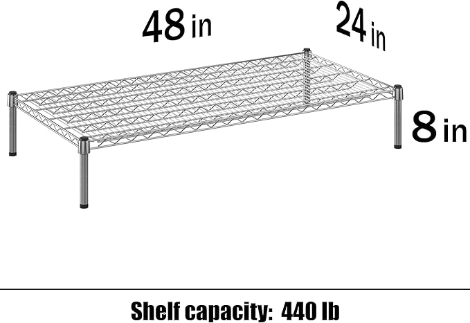 Regal Altair 24" Deep x 48" Wide x 8" Height Wire Shelving Kit | 1-Tier | NSF Commercial Storage Rack Unit