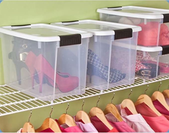Sterilite 24-Pack Ultra Latching Box, Storage Bins with Lids, Clear Plastic, 30 Quart - Heavy-Duty Organizing Containers for Closet, Bathroom, and Office