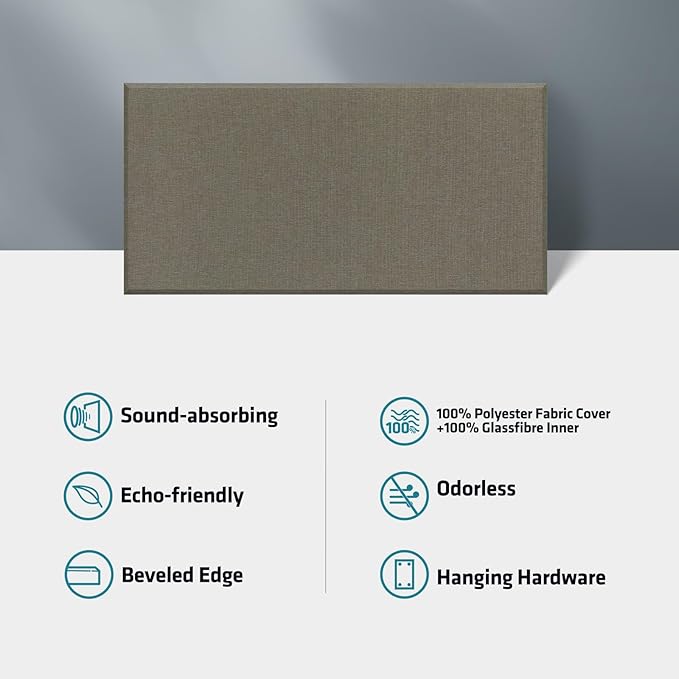 UMIACOUSTICS 4 PCS Acoustic Panels with Hanging Hardware, 2” Thick Fiberglass Sound Proof Panels for Studios, Office, Home Theater Ceiling or Wall- Light Tan