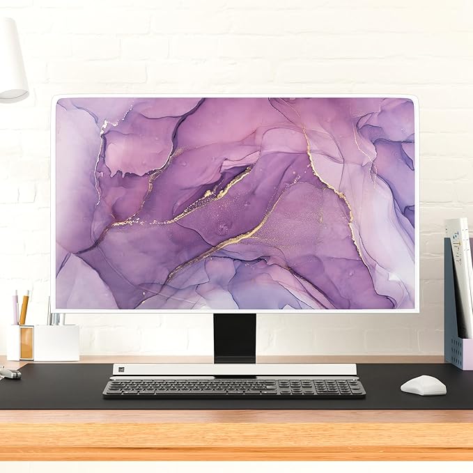 Baocicco Fashion Violet Marble Waterproof TV Dust Cover 55 Inch Anti-Static Dustproof Creative Design TV Screen Cover TV Screen Covers Sleeve Compatible with PC Desktop and TV LED LCD OLED
