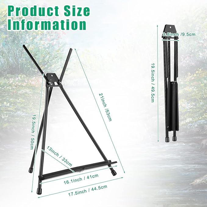 Xinnun 12 Pcs Aluminum 15'' to 21'' High Tabletop Easel Display Adjustable Portable Tripod Desktop with Extension Arm Wings and Rubber Feet for Canvas, Paintings Suitable for School Studio(Black)
