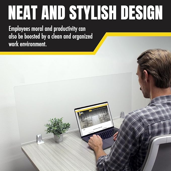 OBEX Clear Acrylic Desk Mounted Privacy Panel, 18" x 66", Clear