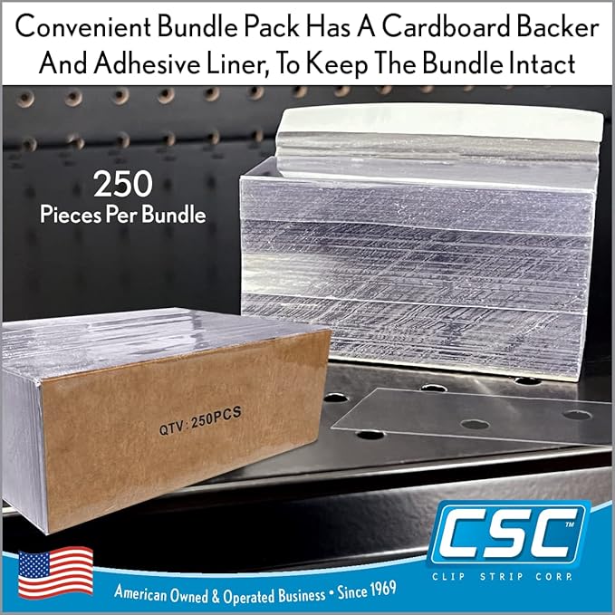 Clip Strip Corp. Price/Data Channel Label Holder Chips, Clear Plastic Tags, 3" L x 1.25" H, 7.5 Mil Thick, Gondola Shelf Edge, Reusable, Made for Point of Purchase Shelf Molding (1000)