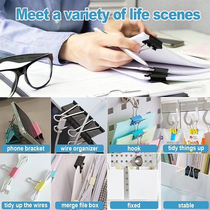 XIIFIIFII 3 Inch Extra Large Binder Clips (24 Pack), Black Jumbo Binder Clips, Heavy Duty Paper Clamps, Big Metal Paper Clips for Office, Home, School, Art Supplies