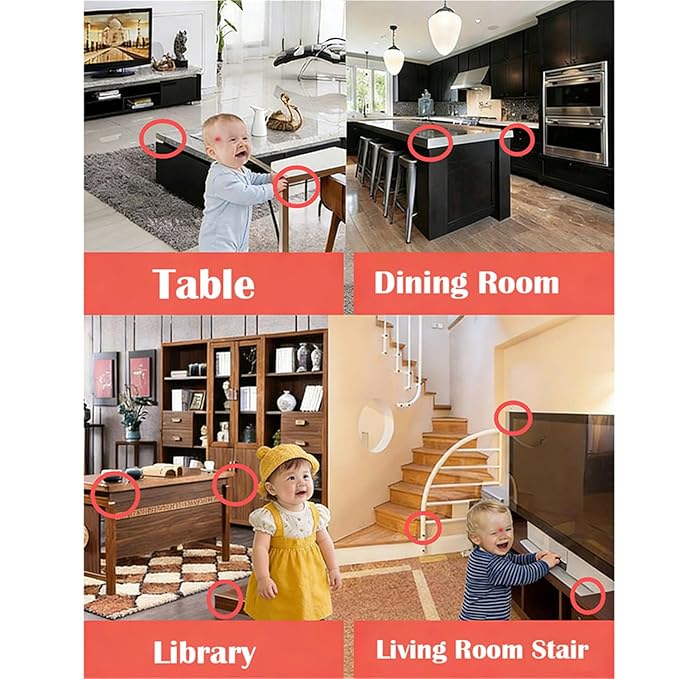 12 Pack Soft Corner Protector Baby Proofing Edge & Corner Guards, Furniture Safety Bumper for Table, Fireplace, Stair, Cabinet, (Black)