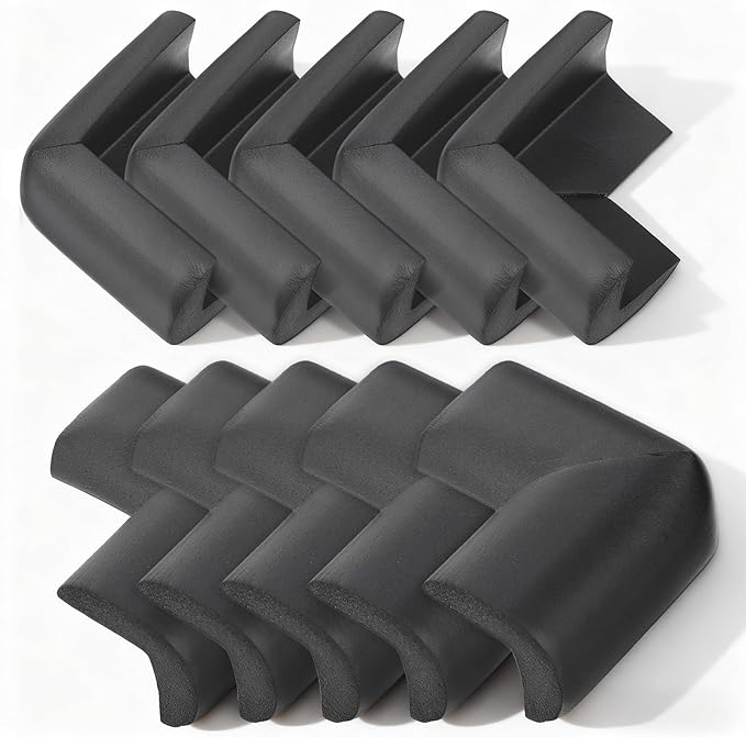 Qianyu 10 Pack Soft Sponge Table Corners Baby Proofing Edge and Corner Guards Adhesive Safety Foam Desk Furniture Corner Protectors Cover Bumpers for Kids Bed Table Cabinet Fireplace Stair
