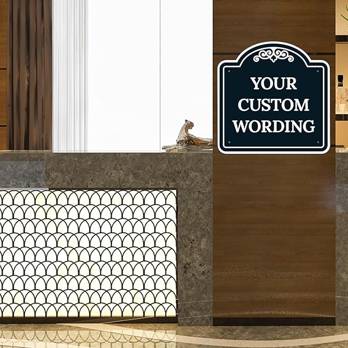 Custom Decorative Sign, Personalized Metal Sign for Business, Driveway, Home, Airbnb, Office Door Plaque, Black Background Sign, 24x24 Inches, ACM, Fade Resistant, Made in USA by Sigo Signs