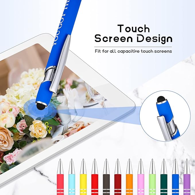 Zonon 12 Pcs Inspirational Pens Bulk Funny Ballpoint Pen with Stylus Tip Motivational Gifts for Valentine's Day Teacher Coworkers Nurse School Office Supplies(Assorted Color,Motivational Style)