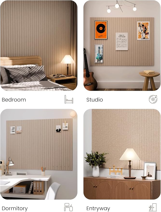 Large Felt Bulletin Board 48" x 36" Cork Board Alternative-12 Pack with 70 Safe Removable Adhesive Tabs, Cork Boards for Walls Cork Board for Home Office Classroom Pin Board-Taupe