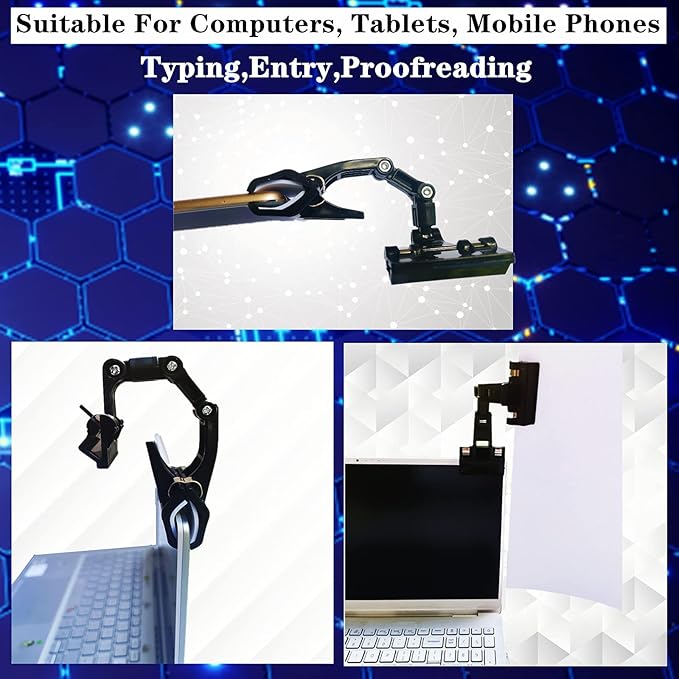 Adjustable Document Holder for Typing, Rotatable Paper Copy Holder Clip,Handy Artist Supplies Clamp,Computer Typing Proofing Folder.(2 Packs)