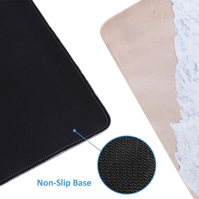 iCasso Extended Gaming Mouse Pad (35.4x15.7 in), Large Non-Slip Rubber Base Mousepad with Stitched Edges, Waterproof Keyboard Mouse Mat Desk Pad for Work, Game, Office, Home - Beach