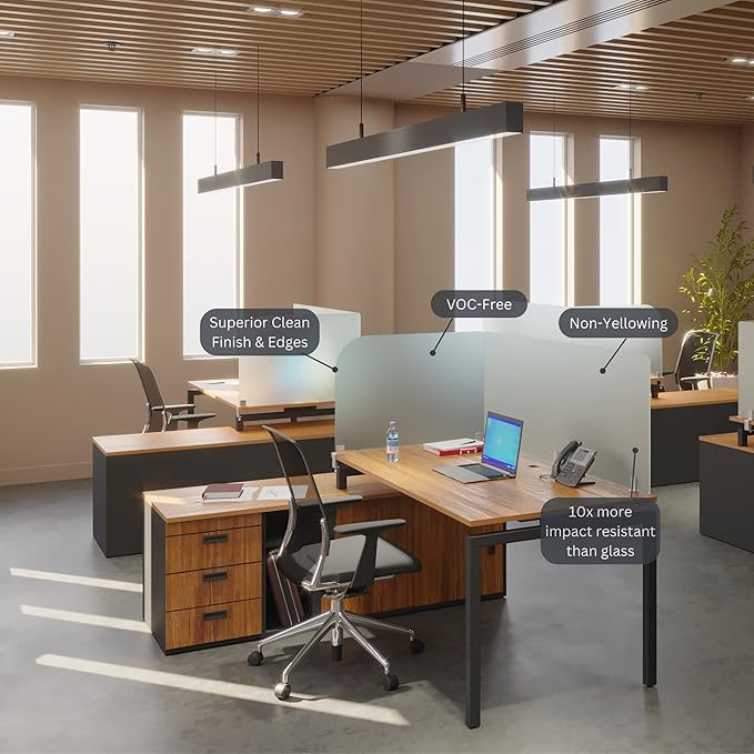 Desk Divider for Students and Desk Privacy Panel. Office Partitions and Ideal Cubicle Light Shield. Frosted Acrylic Clamp-on Desk Partition - 17” W x 18”H Divider