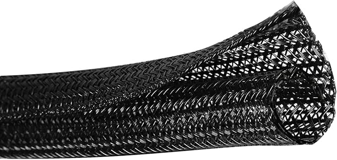 25ft - 1/2 inch Cord Protector Wire Loom Tubing Cable Sleeve Split Sleeve for USB Cable Power Cord Audio Video Cable - Management for TV Computer - Protect Cat from Chewing Cords - Black