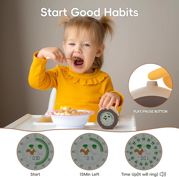 Visual Timer for Kids, 299-Minute Cute Kids Squirrel Timer, ADHD Autism Toddler Support, Visual Timer for Classroom, Homeschool Supplies Study Teaching Time Management Tool