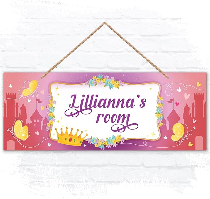 Custom Girl/Boy Name Sign Personalized Children Decor Sign For Kids Bedroom,Castle Tent, Christmas And Wall Sign 5x13 Inches, ACM, Made in USA