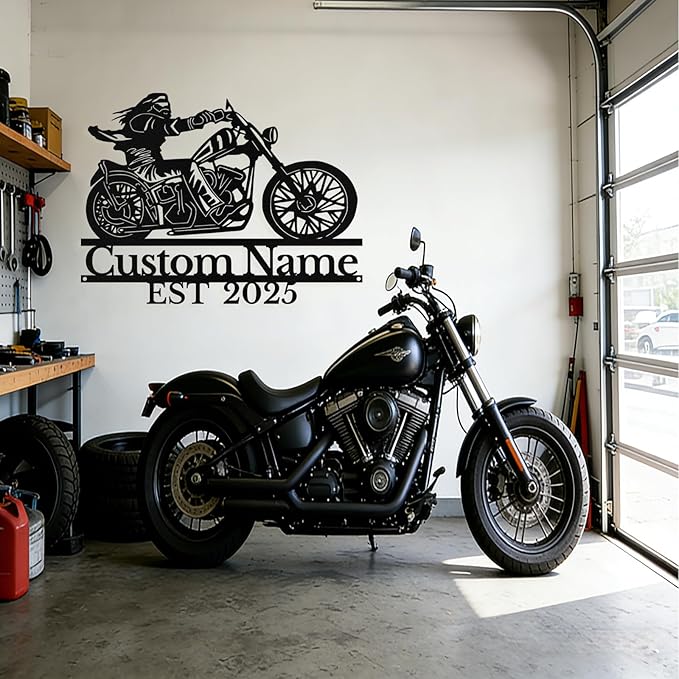 Custom Motorcycle Metal Sign Personalized Biker Name Sign Motorcycle Wall Art Motorbike Signs Garage/Man Cave Decor Gift for Bikers Men Husband