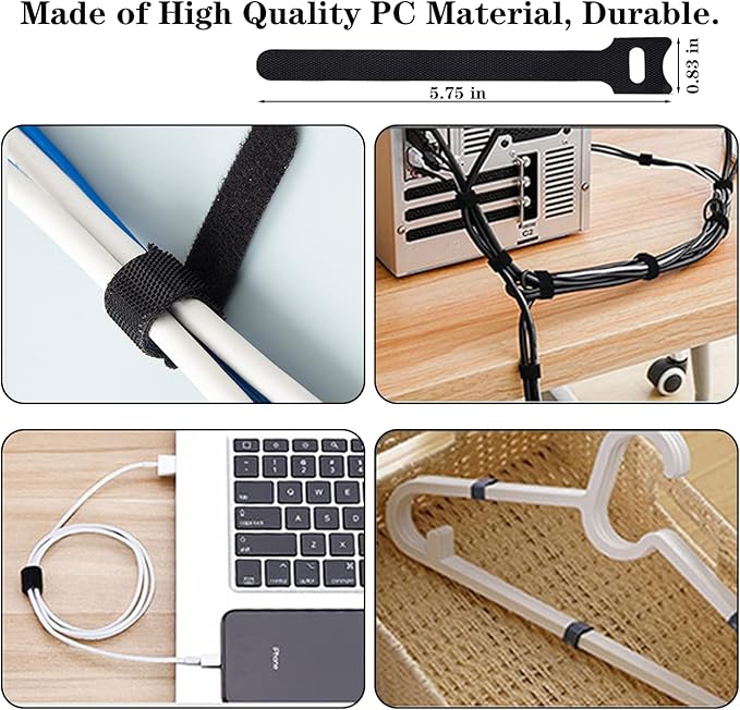 DRIVUU 311Pcs Cable Management Organizer Kit 4 Cable Sleeve Split,53Cable Clips 12Cord Clips Holder,22 Cable Ties, 20 Adhesive Wall Cable Tie, 200Fasten Cable Ties for TV Office Home Electronics