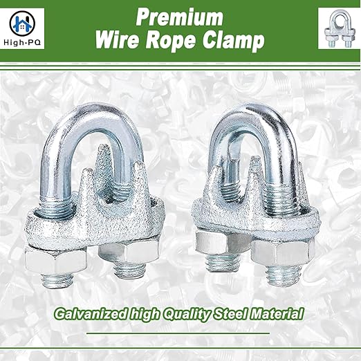 30PCS 5/16" M8 Zinc-Plated Wire Rope Clamps – Heavy Duty U-Bolt Cable Clips (Silver)