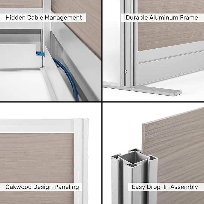 Stand Up Desk Store Oakwood Aesthetic Modular Walls | Room Divider Wall with Durable Woodgrain-Inspired Finish | Modular Office Partition Wall for Offices, Classrooms, and Coworking 70" W x 48" H