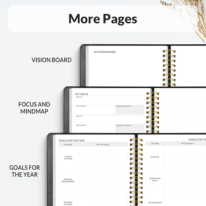 SUNEE 2026 Planner 5.9" x 8.3" – Dated Productivity Planner for Time Management - Daily,Weekly & Monthly Planner to Achieve Goals - Planner 2026 dated from January 2026 – December 2026,Black