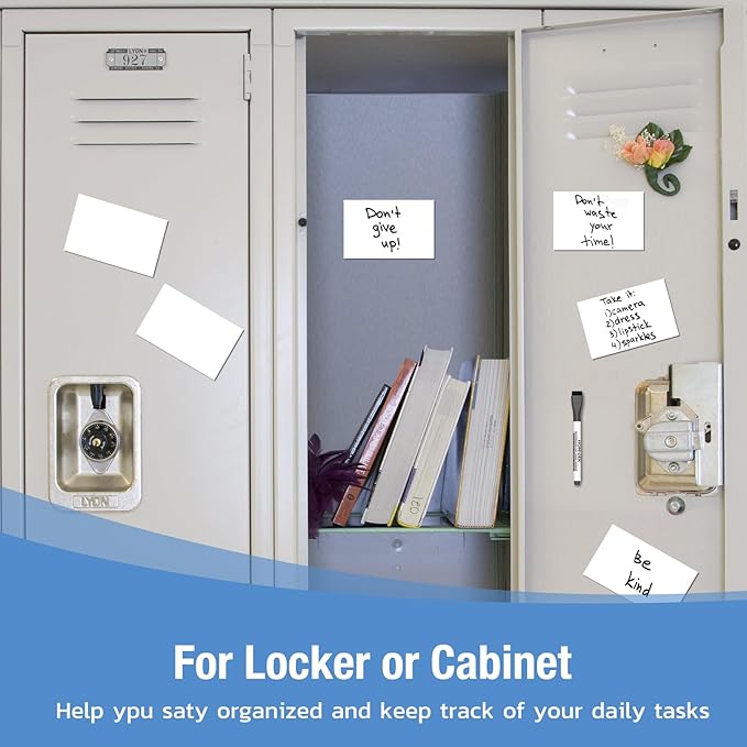 HOMiDEK Reusable Magnetic Sticky Notes, (30 Pack, 5x3 in) Dry Erase Magnets Magnetic Labels with Marker, Easy to Post Notes for Whiteboard, Fridge, Locker, Cabinet, Door - Office & Classroom
