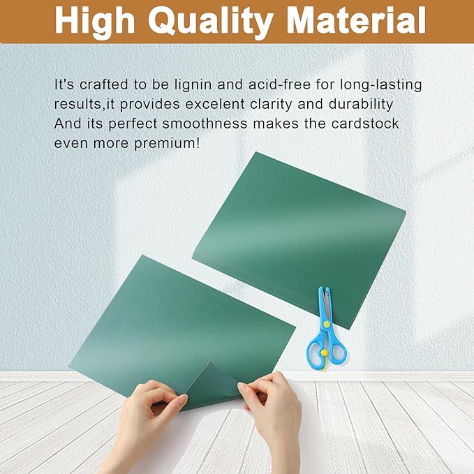 Silunkia 40 Sheets Christmas Green Shimmer Cardstock 8.5 x 11 Scrapbook Paper, 75lb Dark Green Card Stock Crafts Paper for DIY Cards, Thanksgiving Cards, Invitations, Anniversary Card