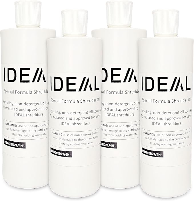 IDEAL Maintenance Combo Pack AC0920H Heavy-Duty Shredder Bags 20”x47”, Case of 80, 40-Gallon, Gusseted+ High-Cling Lubricating Shredder Oil 4x1-Pint Bottles, IDEACCED21/4H. Fits 2503/2604/3104/3105