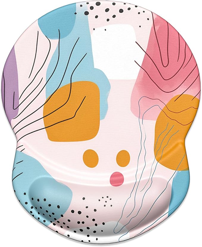 ITNRSIIET Ergonomic Mouse Pad with Gel Wrist Support Small Wrist Rest Smooth Surface Non-Slip PU Base Comfortable Office Supplies Pain Relief, 8.7 x 7.2 inches, Art Style Pattern