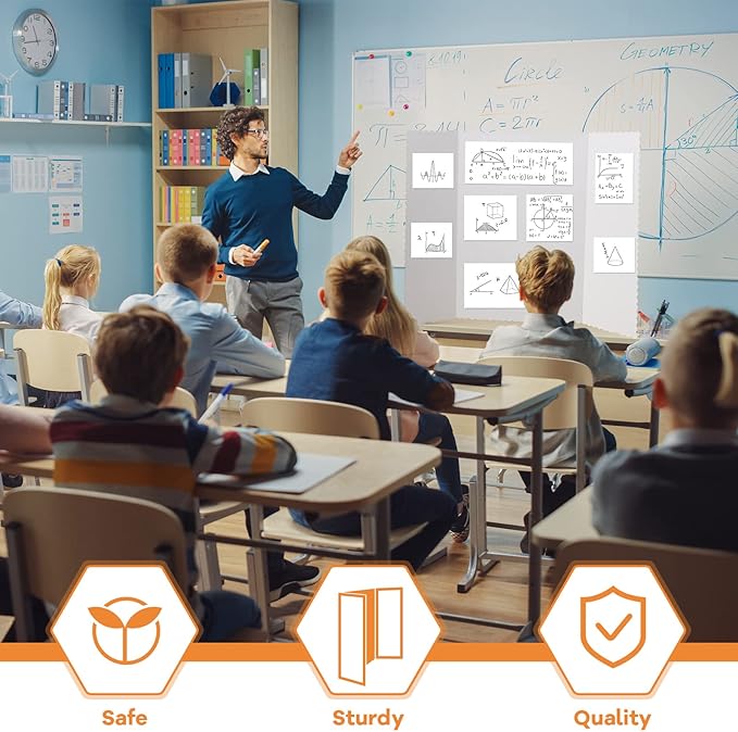 Henoyso 8 Pcs 36 x 48 Inch White Trifold Poster Board for Science Fair School Business Project Exhibition Large Tri Fold Presentation White Display Board Foldable Paperboard