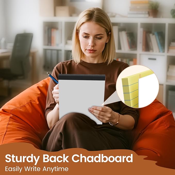 Legal Pads 8.5 X11, Narrow Ruled Notepads, 12 Pack, 50 Sheet/Pad, Yellow Legal Pads, Tear Off Notepad, Perforated Writing Pad, Notebook Paper College Ruled, Notepads for Office Home School, Notepad