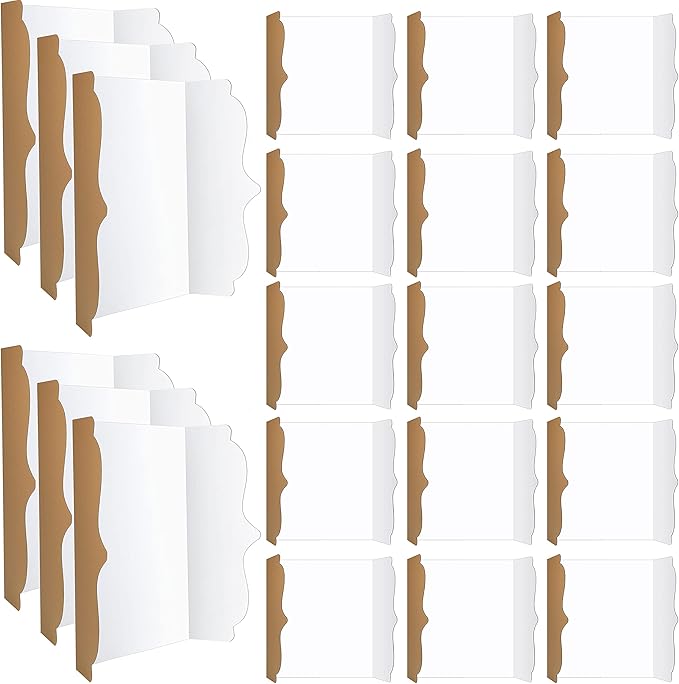 Geyee 20 Pcs 36 x 48 Inch Trifold Poster Board - Large White Corrugated Tri Fold Project Boards Foldable Paperboard for Science School Fair Business Exhibition Event Displays