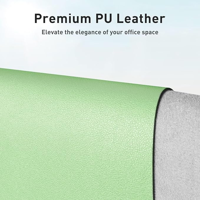 Aothia Leather Desk Pad Protector, Mouse Pad, Office Desk Mat, Non-Slip PU Leather Desk Blotter, Laptop Desk Pad, Waterproof Desk Writing Pad for Office and Home (36" x 17", Foam Green)