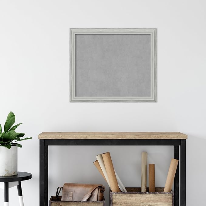 Amanti Art Silver Framed Magnetic Board 23x27 Medium Vision Board for use with Magnets, 100% Metal Sheet to Display Items as Office Decor or for Home Organization in mudroom, Kitchen or Kids Room