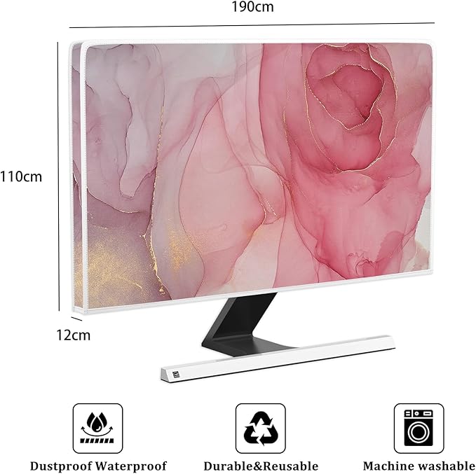 Baocicco Abstract Waterproof Television Cover with Pink Marble Design 80 Inch Full Body Cover for TV Screen Weatherproof Dust-Proof TV Screen Covers Sleeve Compatible with LED OLED Desktop