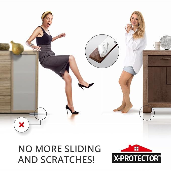 X-PROTECTOR Non-Slip Furniture Pads 8 PCS 1.5” x 5” - Rubber Furniture Grippers - Self-Adhesive Floor Protectors Grips for Furniture Feet!