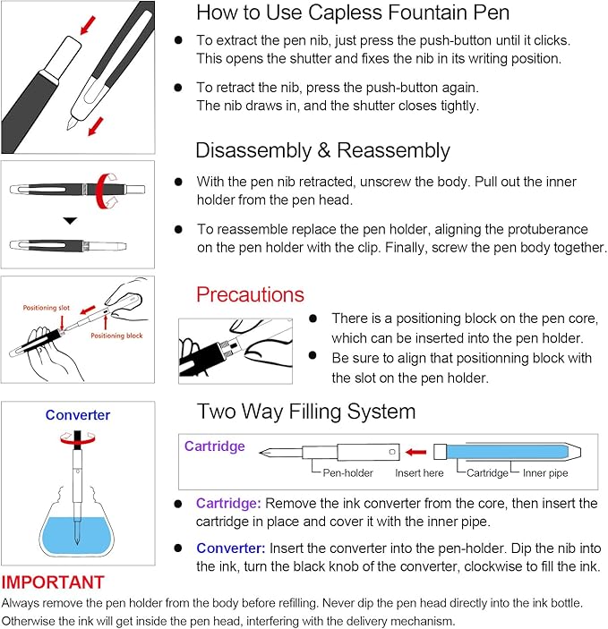 JINHAO 20 Press Fountain Pen, Retractable Capless Resin Pen with Ink Converter (F Nib 0.5mm, Ivory White - Black Clip)