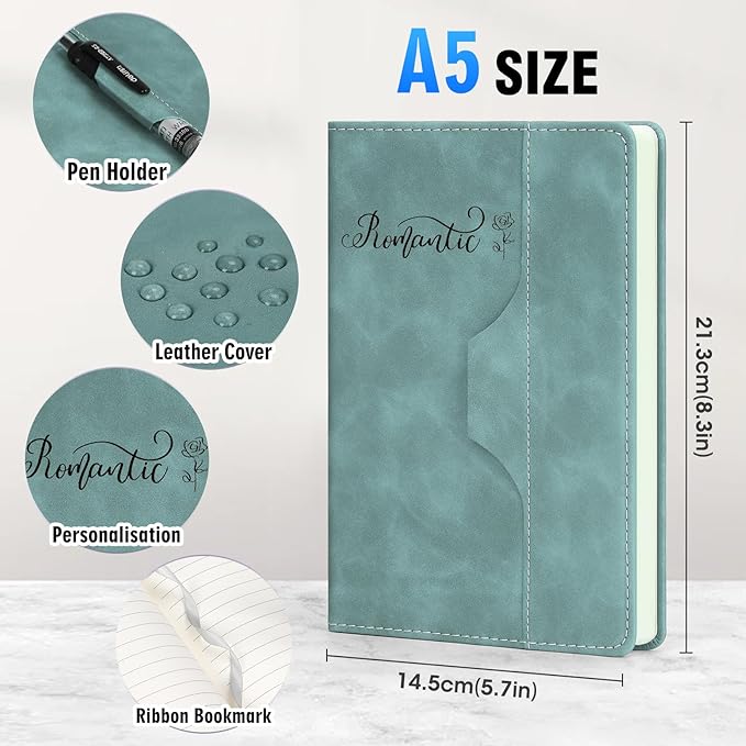 ENOMY Personalized Notebook Set with 10 PC Pens Lined A5 Custom Journal for Writing Men Women Custom Notebook Ideal Friend Girlfriend Gift, Black