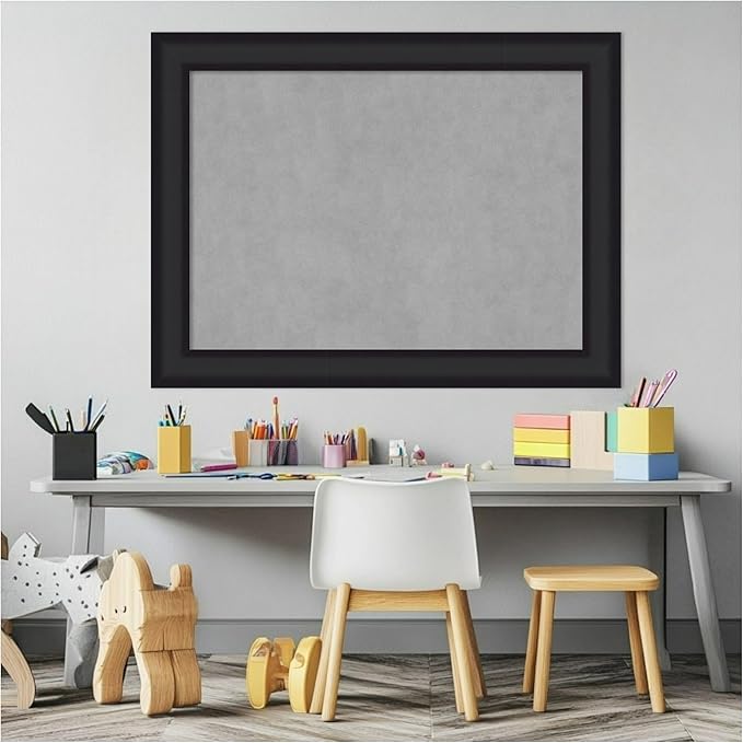 Amanti Art Black Framed Magnetic Board 25x33 Medium Vision Board for use with Magnets, 100% Metal Sheet to Display Items as Office Decor or for Home Organization in mudroom, Kitchen or Kids Room