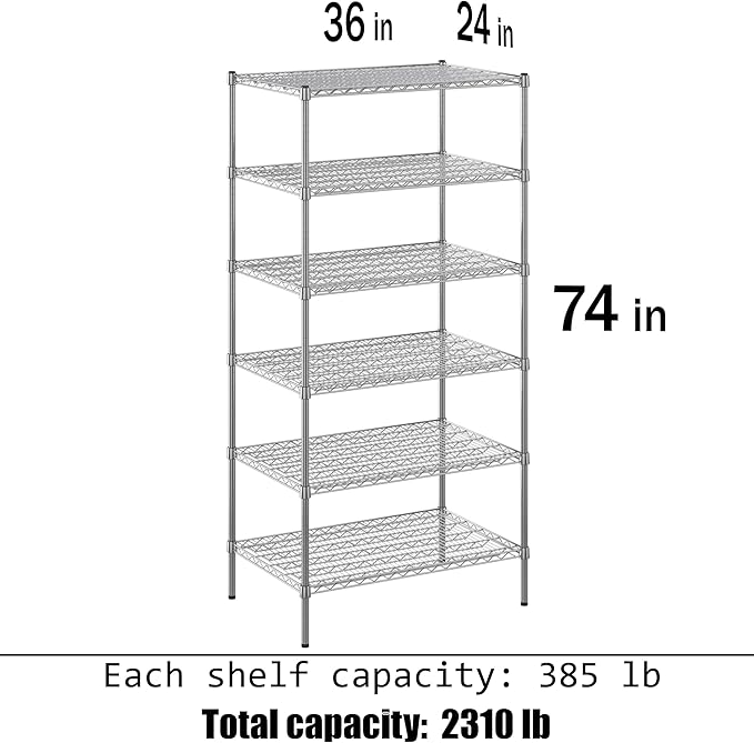 Regal Altair 24" Deep x 36" Wide x 74" Height Wire Shelving Kit | 6-Tier | NSF Commercial Storage Rack Unit