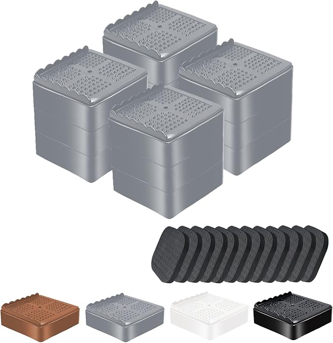 Furniture Risers, 4 Pack Bed Risers with Non-Slip Grip and Heavy Duty Support, 1 Inch 2 Inch 3 Inch 4 Inch Height Lift for Couch, Sofa, Table, Desk, Chair, Refrigerator - Gray, 1+1+1 Inch