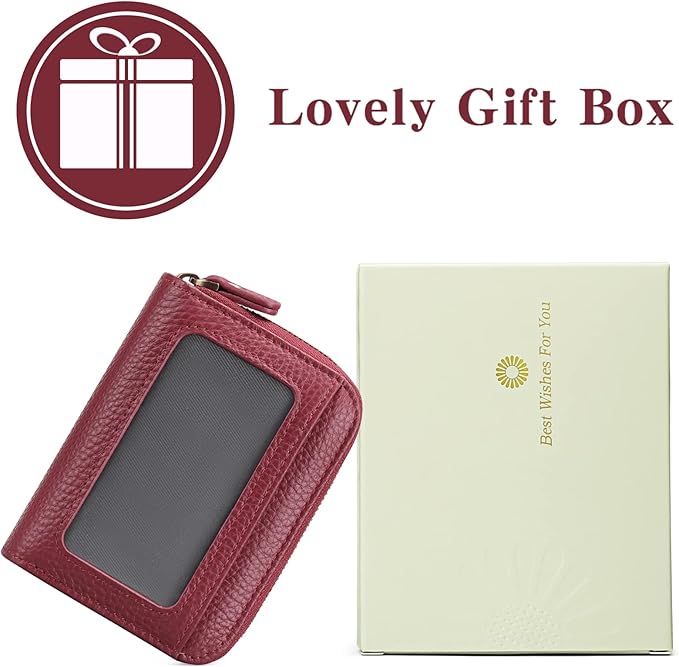 GOIACII Small Genuine Leather Wallet for Women, RFID Blocking Credit Card Holder Wallet