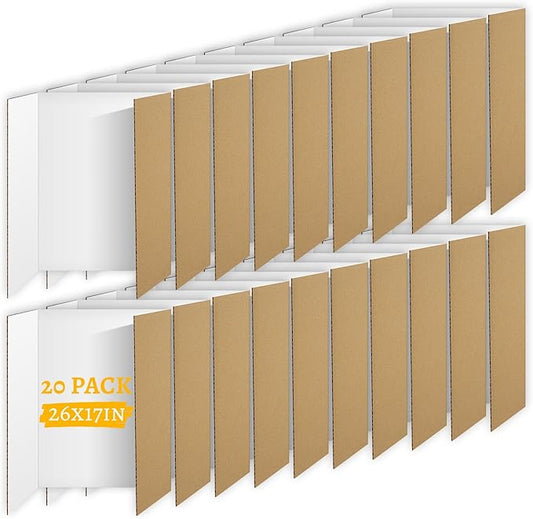20 Pack Trifold Poster Board (26" x 17"), Single-Sided White Poster Board for Science Fairs, School Projects, Graduation Party, Event Displays, and Business Presentations