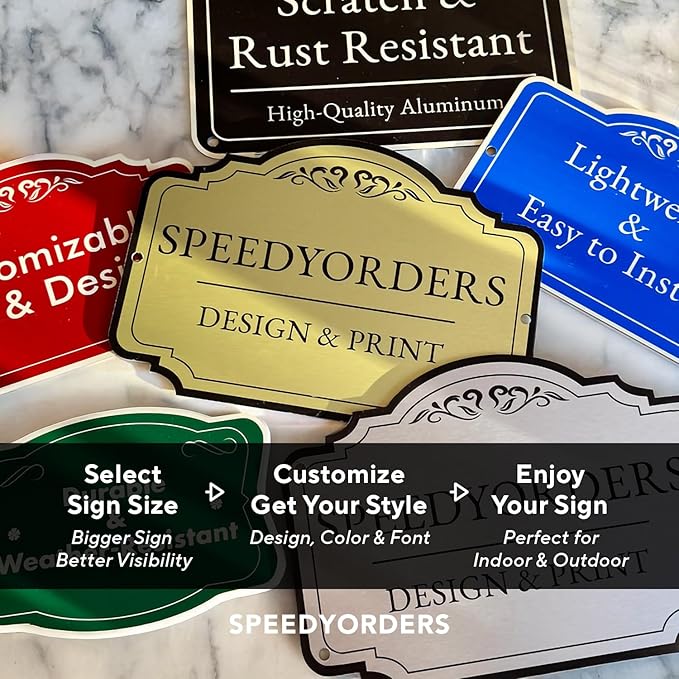 Custom Outdoor Decorative Metal Sign, Personalized Aluminum, Driveway Sign - Waterproof, Made in USA, Blue Steel 12x8 In
