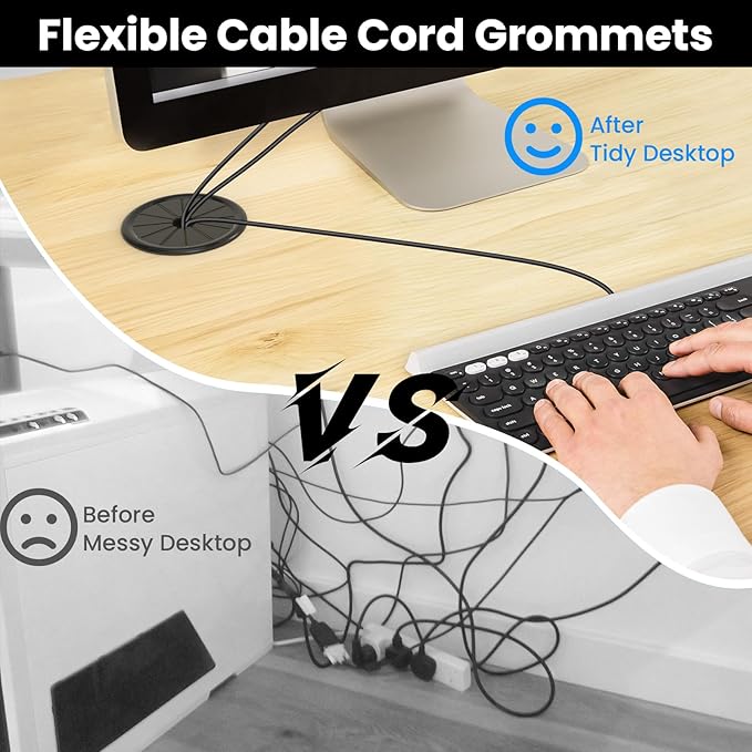 Aifeier ET 1-1/2 Inch Cable Grommets Petal-Shaped Buckle Type Wire Hole Cover for Cord Management and Protection of Cabinet (37.5mm, 5PCS)