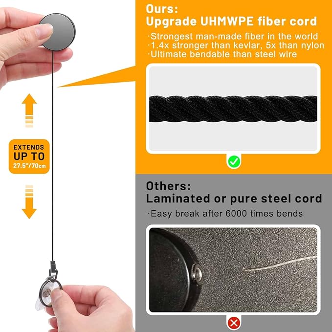 Selizo Metal Badge Reels - 3 Pcs Retractable Badge Holder with Belt Clip Key Ring for ID, Key, Name Card Holder