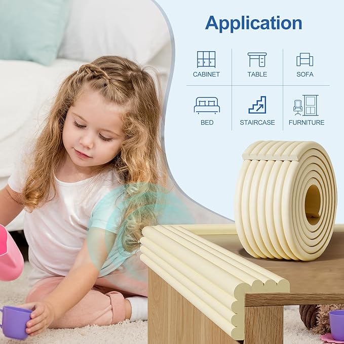 Edge Protector,Baby Proofing Baby Edge Protector Strip Safety,Soft Rubber Foam Padding,Edge Corner Guards Protector Corner Edge Bumpers for Furniture (Brown Purple, 6.56Ft x 3.15" W x 0.31" Th)